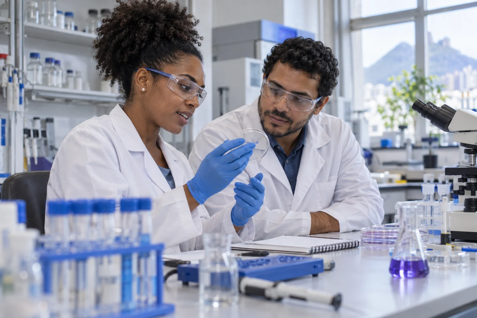 Pessoas colaborando no ambiente acadêmico